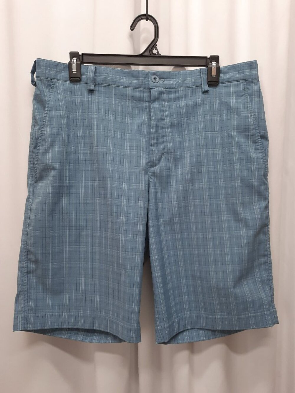 Nike Golf Plaid Shorts Men’s 34 Blue Slate Checkered Stretch Preppy Casual